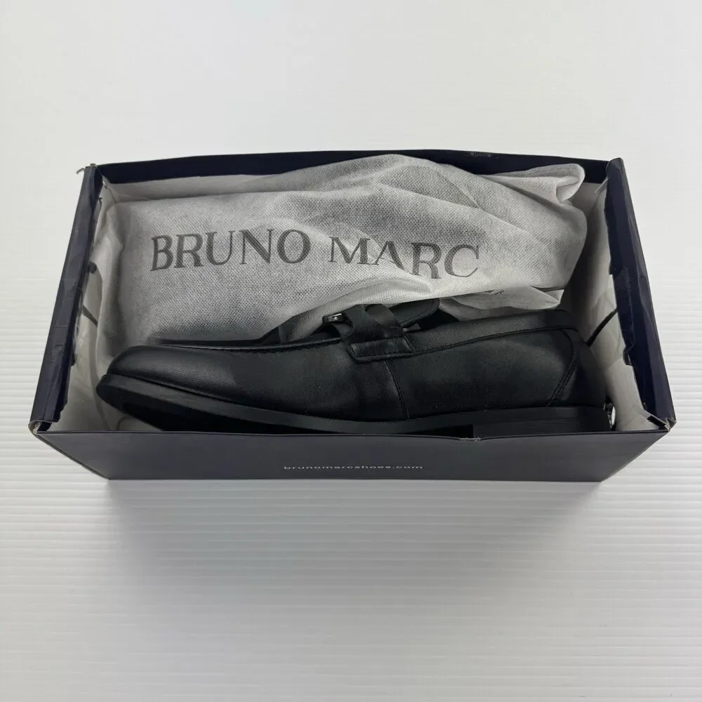 Bruno Marc Men’s Black Bit Loafers Dress Shoes Slip On Size 12 EU 46 NEW